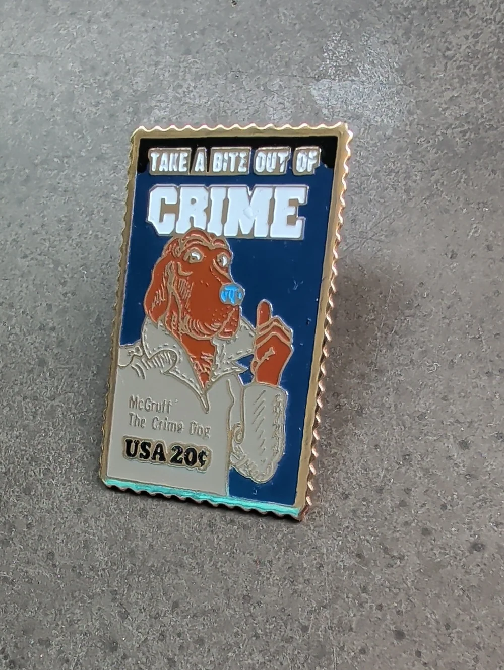 1984 McGruff The Crime Dog Postage Stamp Pin